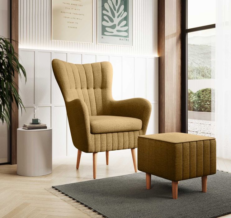 Fotel Bari/Uszak/Tkanina PREMIUM/Nowoczesny/Możliwy podnóżek