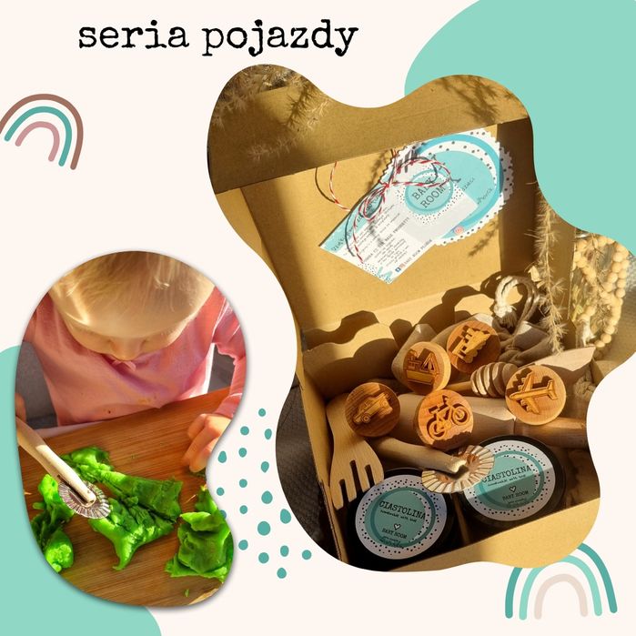 Naturalna ciastolina drewniane stempelki