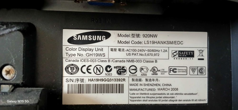 Stary monitor stan bardzo dobry + kabel