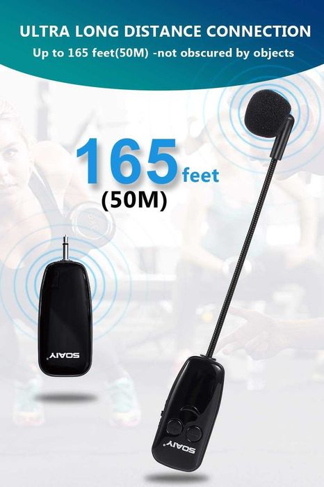Zestaw Mikrofonowy SOAIY 2W1 Akumulatorowy 3,5MM Bezprzewodowy Do 50 M