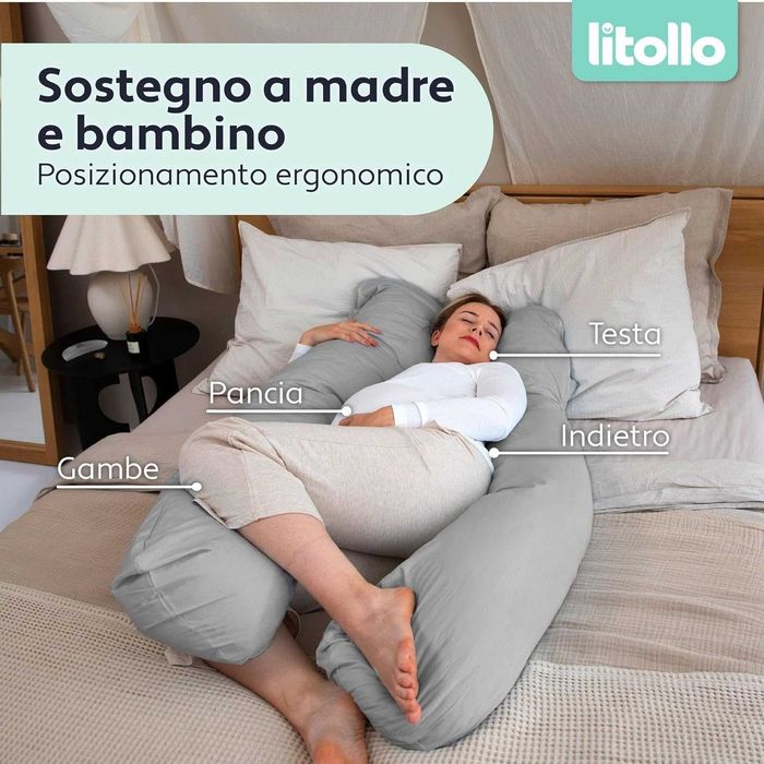 Litollo Ergonomiczna Poduszka Do Karmienia Ciążowa Rogal 140 x 80 cm