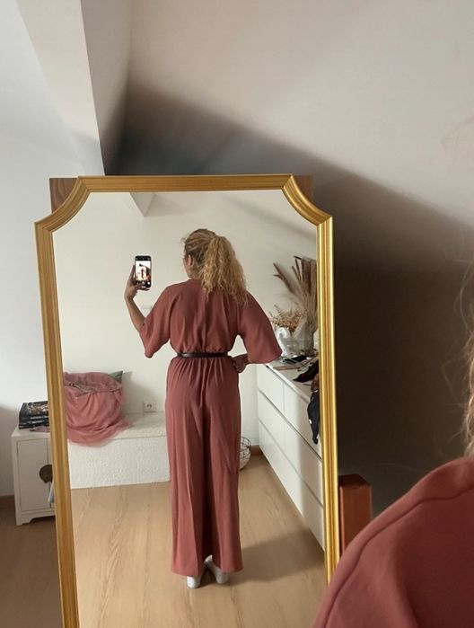 Macacão Zara XS rosa nude