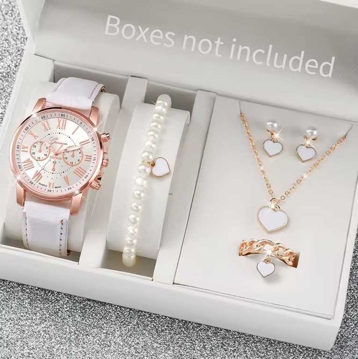 Conjunto de Relógio/Pulseira/Brincos/Colar/Anel