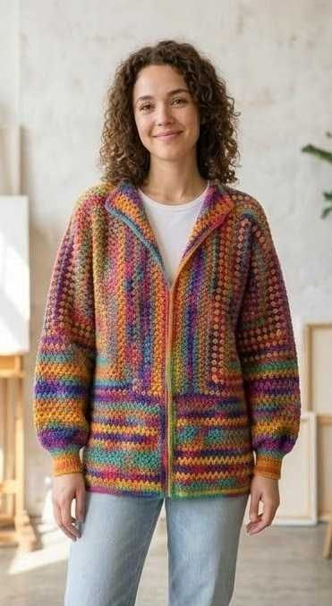 kardigan, sweter hexagon damski, rozm 30-40
