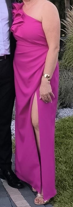 Elegancka Sukienka na jedno ramię, pióra,wesele