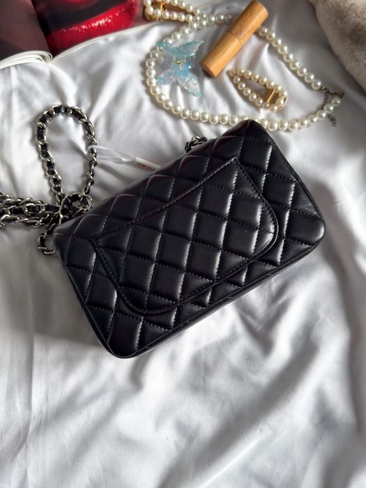 Жіноча Сумка Chanel Classic 1.55 Small Single Flap in Black/Silver