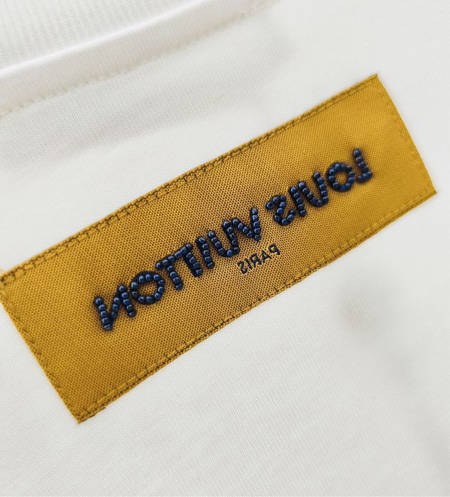 Biały tshirt koszulka z perełkami louis vuitton