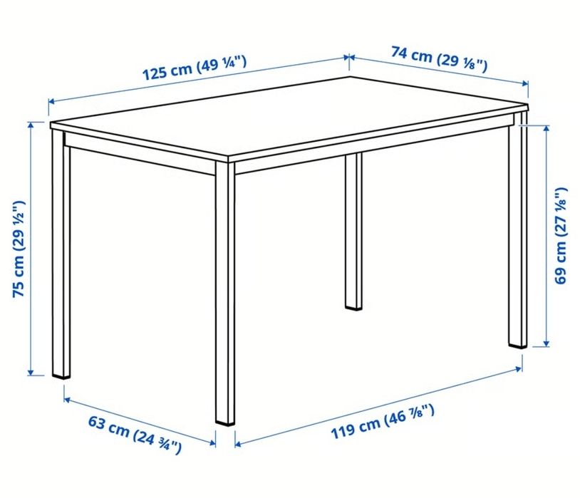 Mesa IKEA VIHALS + 6 cadeiras TEODORES - como novo