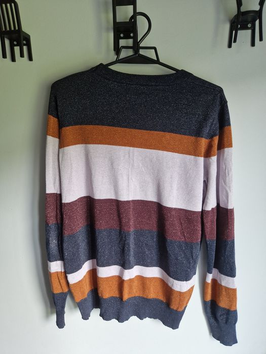Damski kolorowy sweter w paski błyszczący XL 42