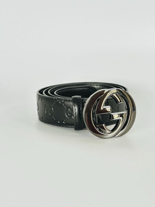 Ремень Gucci чорний шкіряний