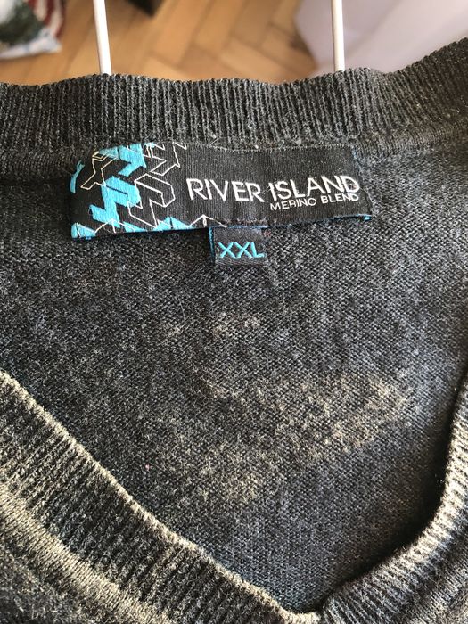 Szary Klasyczny Sweter River Island | 50% Merino Wool | XXL
