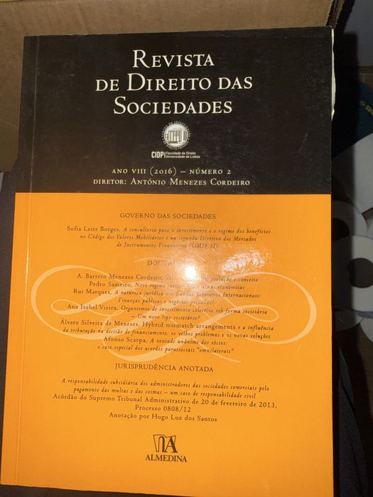Revista difeito das sociedades - antonio menezes cordeiro