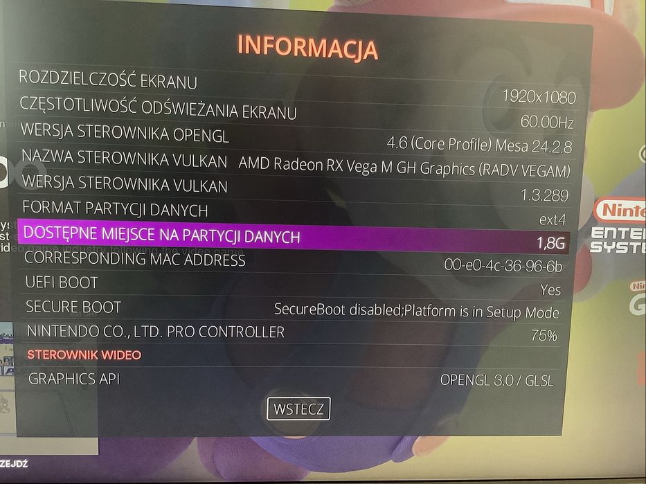 Chuwi HiGame Batocera (i7-8709G i VegaM 4GB HBM2) emuluje WiiU w 60fps