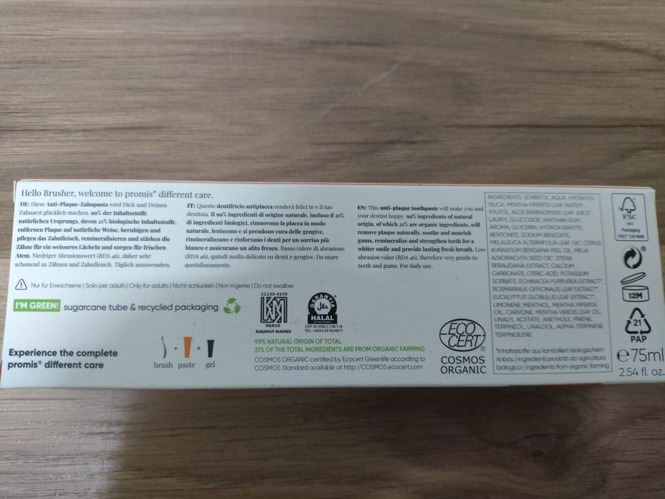 Pasta do zębów bez fluoru Promis