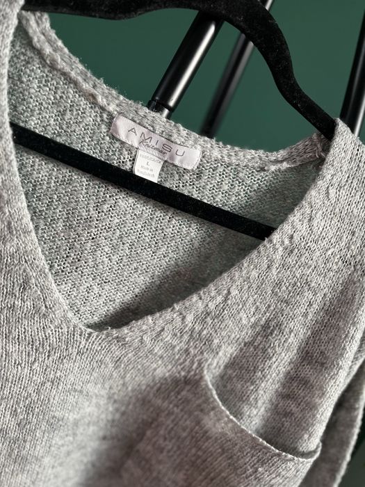 Sweter sweterek szary gray grey amisu wełna wool zima jesień oversize