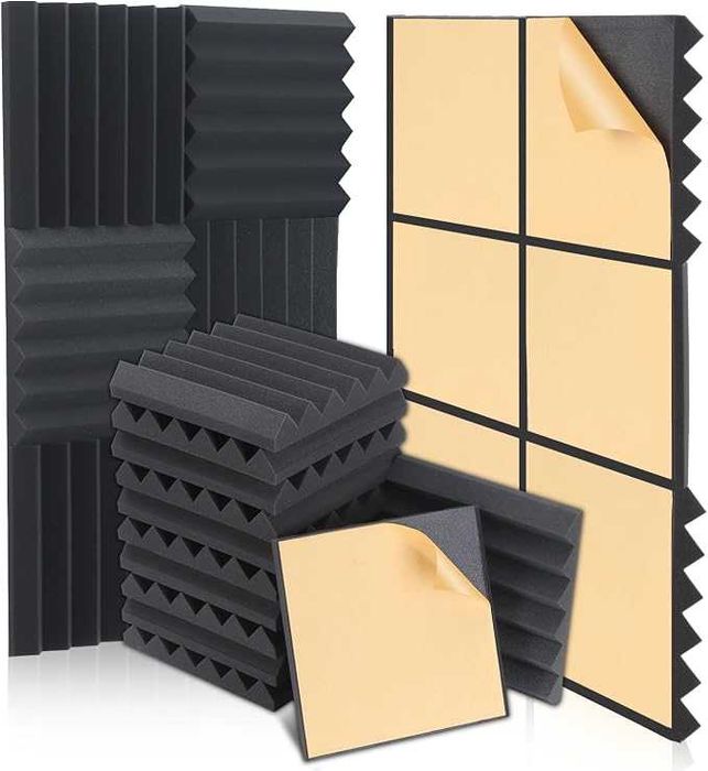 Samoprzylepna Pianka Izolacja Akustyczna 24 Szt 30x30x5 cm Stożek Klin