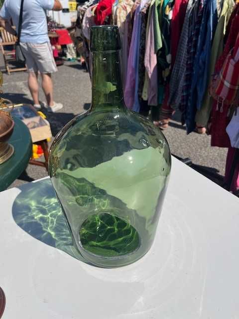 Garrafão vidro verde com abertura