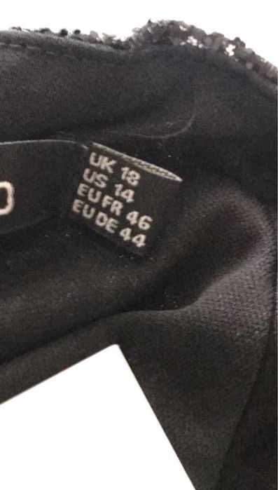 Piękna czarna brokatowa mini sukienka 44/46