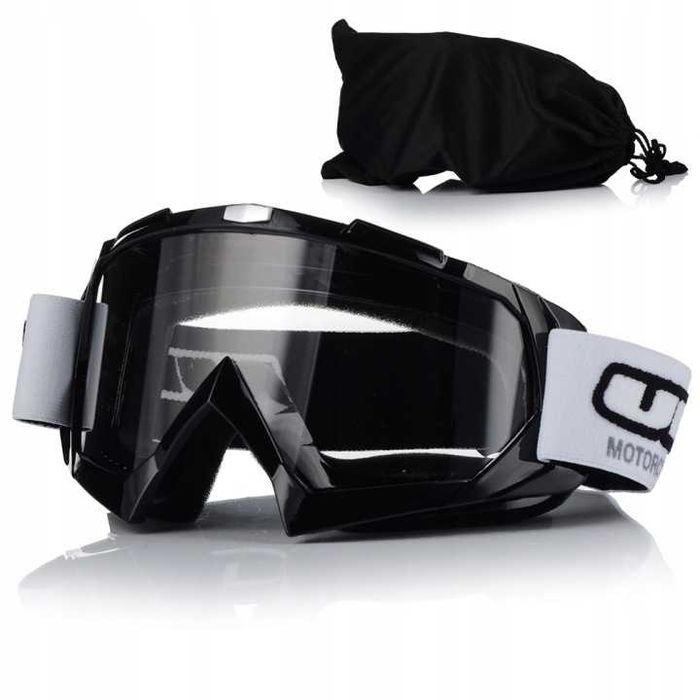Gogle motocyklowe cross quad atv CZARNE przezroczysta szybka