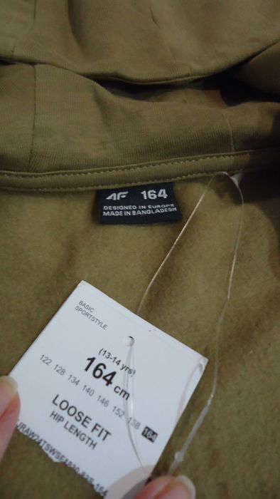 r.164 brązowa bluza 4F NOWA bluza dresowa rozpinana z kapturem