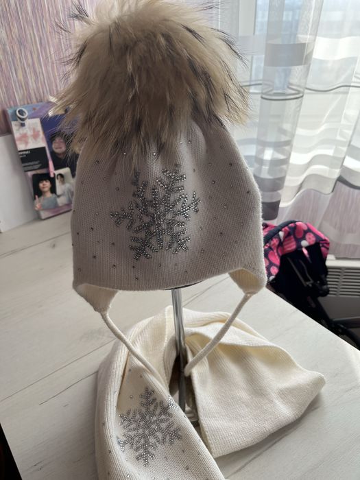 Шапка зимова для дівчинки 4-6 років, набір зимовий, ідеал