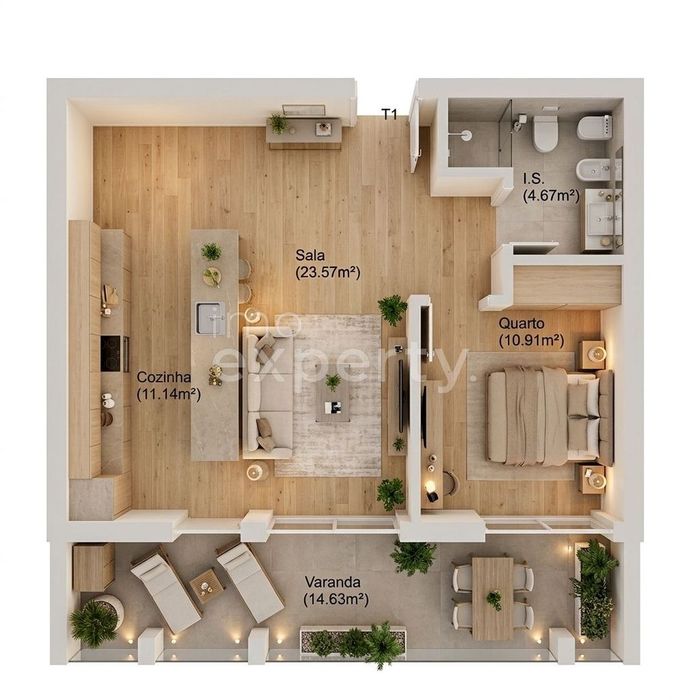 Apartamento T1 no Piso 2 | Quinta dos Condados
