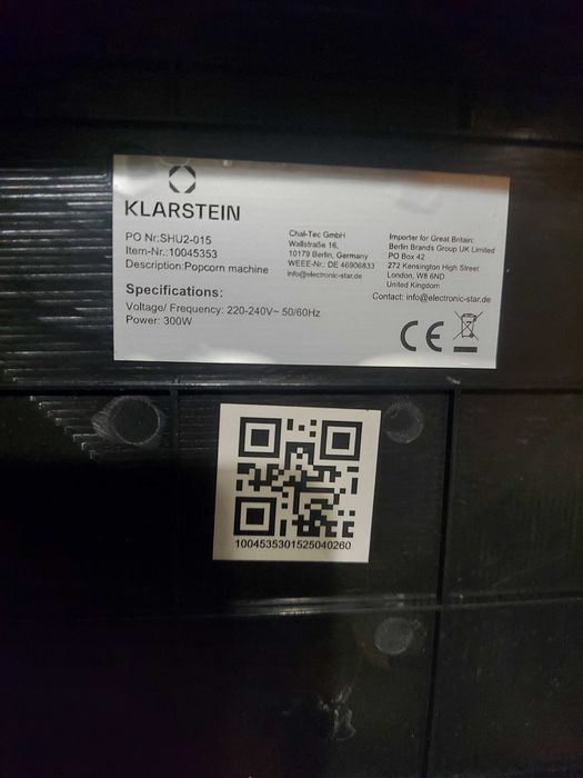 Машина для попкорну Klarstein