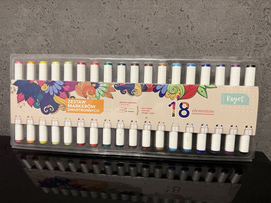 Zestaw markerów dwustronnych Kayet 18 elementów