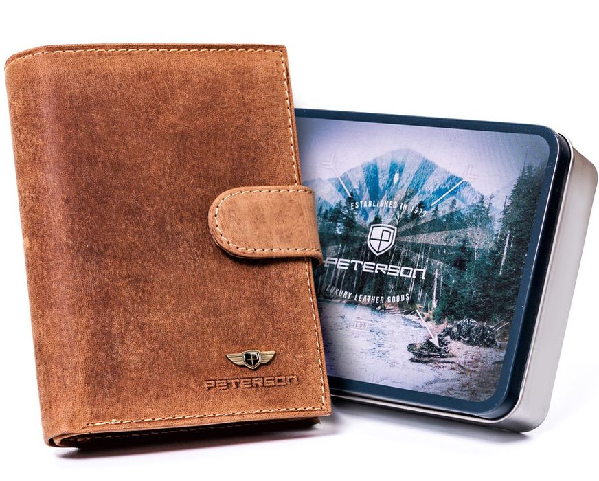 skórzany portfel z zapinką na zatrzask - peterson