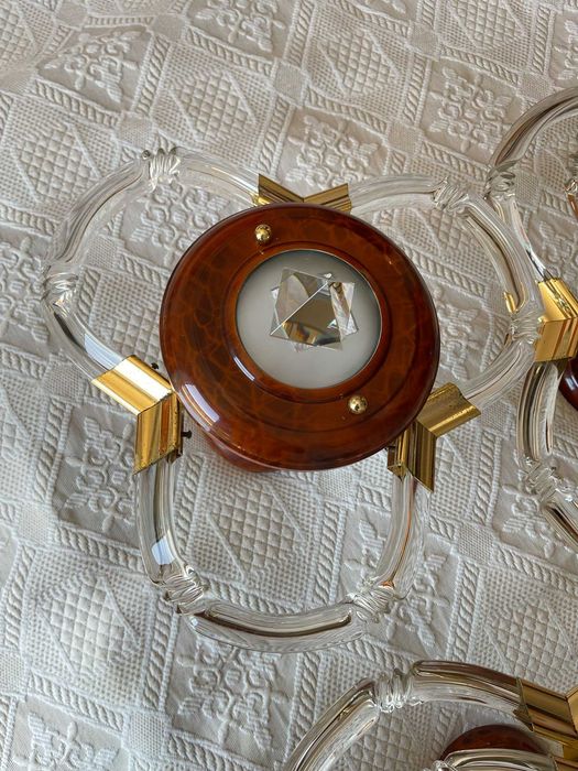 3 Candeeiros de Teto Cristal/Vidro (Sala de Estar/Hall)
