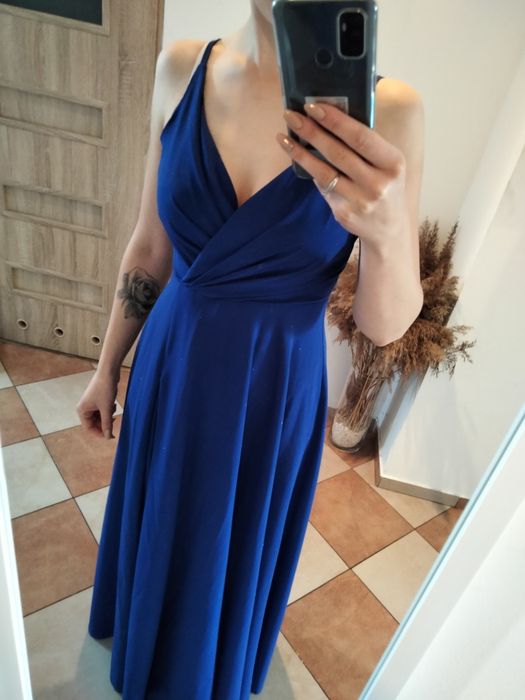 Sukienka Niebieska Brokatowa