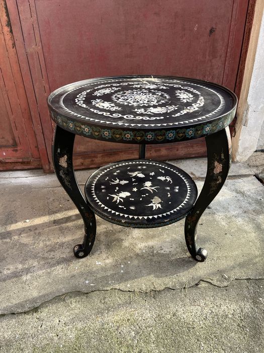 Stolik Chiny orientalny laka masa perłowa antyk