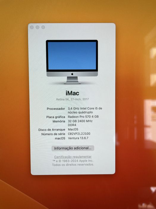 iMac 27” Retina 5K | 32GB | 1TB+500GB c/oferta Secretária
