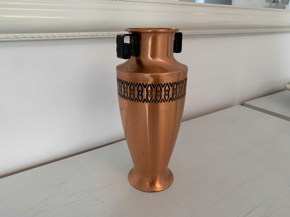 Dekoracyjny wazon z geometrycznym wzorem mosiądz 24cm