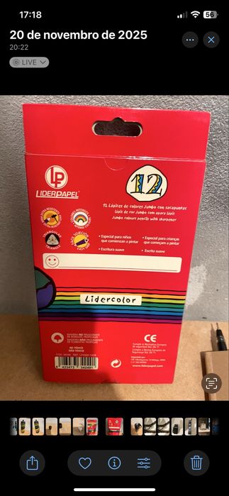 Caixa de 12 lápis de cor da marca Liderpapel