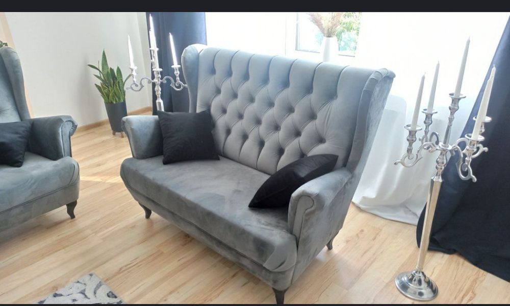 Sofa uszak 2os. , stylowa, na sprężynach, producent