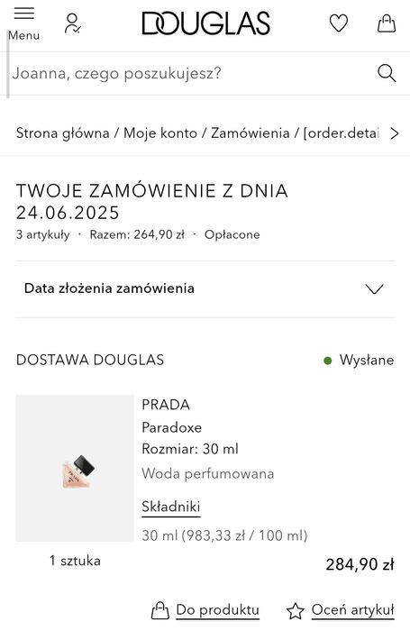 Prada Paradoxe Douglas Perfumy damskie Nowe 30 ml Różowe