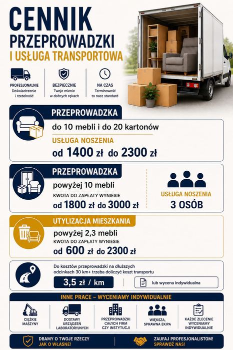 Usługi transportowe / Przeprowadzki / Transport /Przeprowadzki Firm