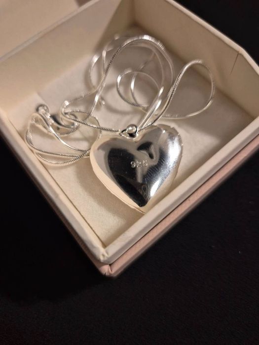 Naszyjnik z Zawieszką Serce Ażur Platerowany 925