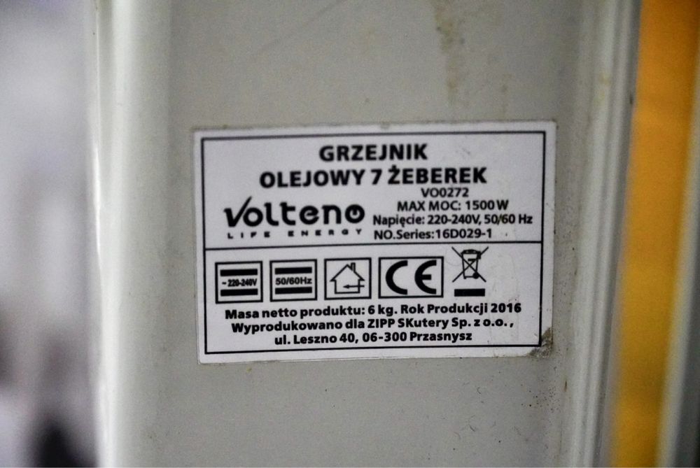 Grzejnik olejowy Volteno 1500 W 7 żeberek olejak