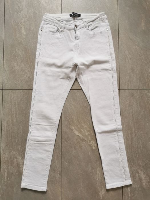 Top Secret spodnie jeany S 36 białe skinny slim 7/8 do kostki ankle