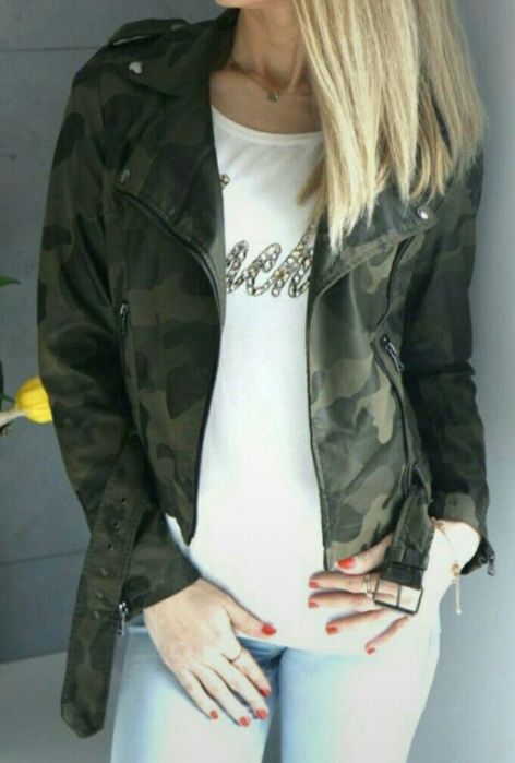 Okazja! Ramoneska Kurtka Moro z paskiem