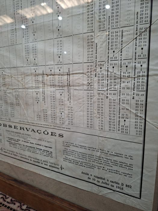 1959 horário dos comboios Linha do Minho