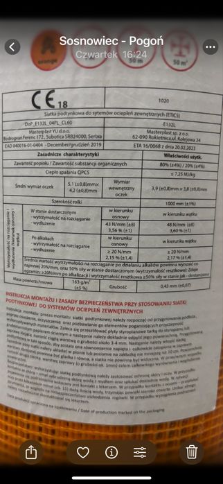 Siatka do styropianu pomaranczowa 165