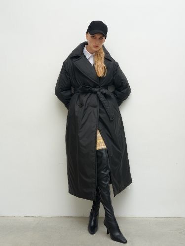 Стильне тепле зимове максі пальто пуховик Zara 38/M