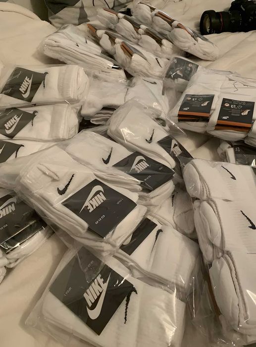 Упаковка 12 пар за 240грн! Носки высокие Nike белые чёрные Найк спорт