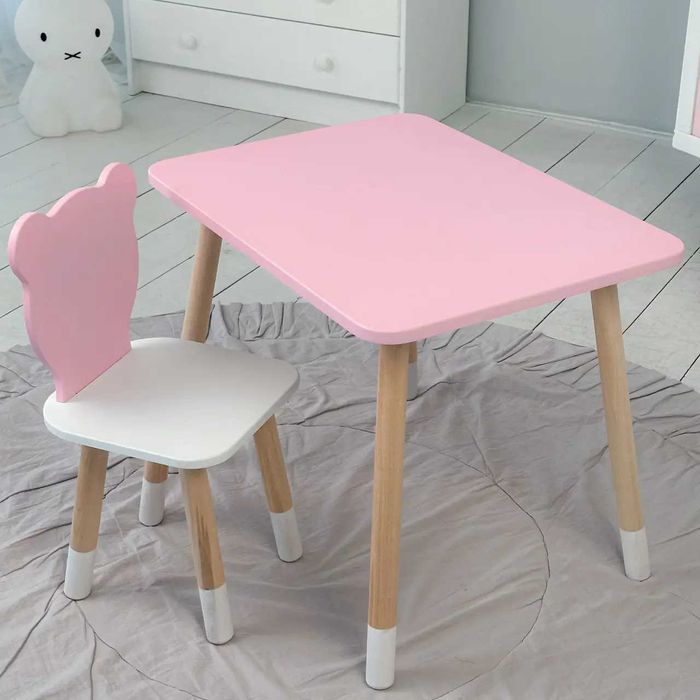 Стіл прямий 46х60х45 і стілець медведика 26.5х26х25 столик та стільчик