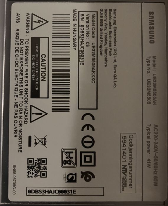 Material para TV Samsung  UE32M5505AKXXC