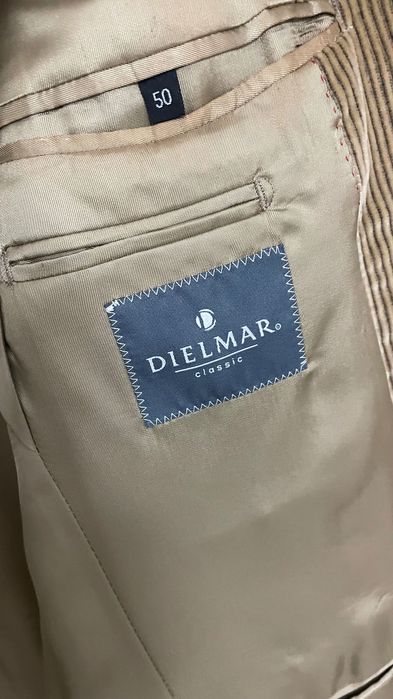 Blazer de homem Dielmar em bombazine 50 e azul com tecido Cerruti