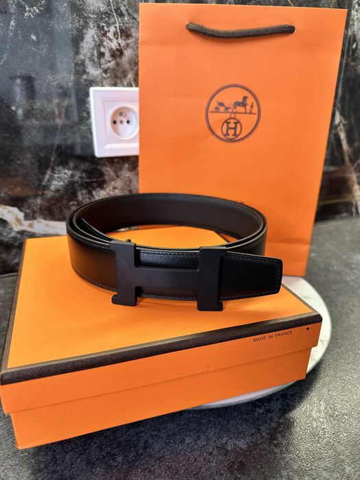 Pasek Hermes meski skora naturalna zestaw prezent